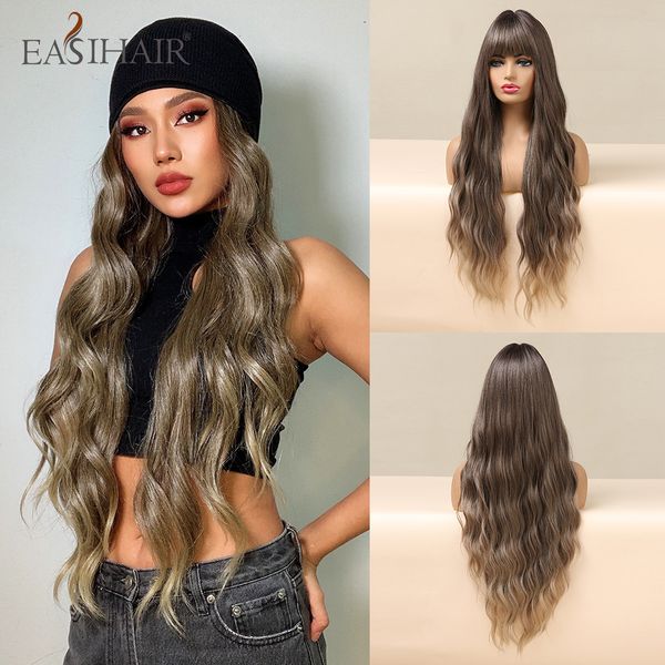 long brown ombre synthetic wigs for women wavy natural hair wigs with bangs heat resistant cosplay wig halloween wig, Black
long brown ombre synthetic wigs for women wavy natural hair wigs with bangs heat resistant cosplay wig halloween wig, Black