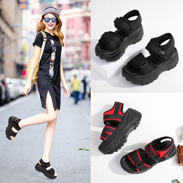 dress shoes 2021 platform sandals women's summer wedge korean style casuals sports roman student rocking, Black
dress shoes 2021 platform sandals women's summer wedge korean style casuals sports roman student rocking, Black