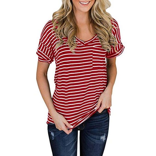 women's t-shirt summer casual v neck anime front striped style with pockets short sleeve t shirt raya camiseta de manga corta, White
women's t-shirt summer casual v neck anime front striped style with pockets short sleeve t shirt raya camiseta de manga corta, White