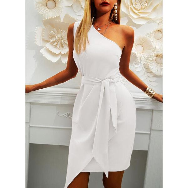 casual dresses european and american solid color sleeveless slant shoulder irregularly laced party dress vestido, Black;gray
casual dresses european and american solid color sleeveless slant shoulder irregularly laced party dress vestido, Black;gray