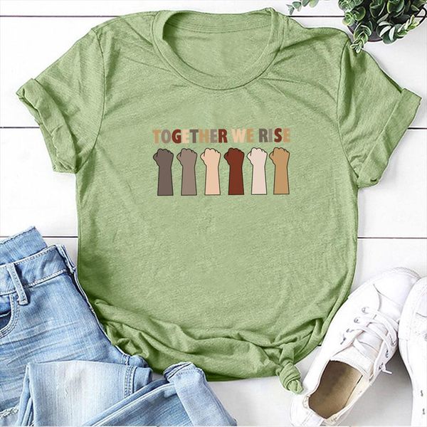 together we rise gesture men t shirt printed and women clothes summer graphic tees fashion woman tshirts cotton o neck, White;black
together we rise gesture men t shirt printed and women clothes summer graphic tees fashion woman tshirts cotton o neck, White;black