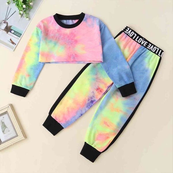 1 6y toddler autumn suit multicolor tie dyed o neck long sleeve crop high waist pants with letter print, White
1 6y toddler autumn suit multicolor tie dyed o neck long sleeve crop high waist pants with letter print, White