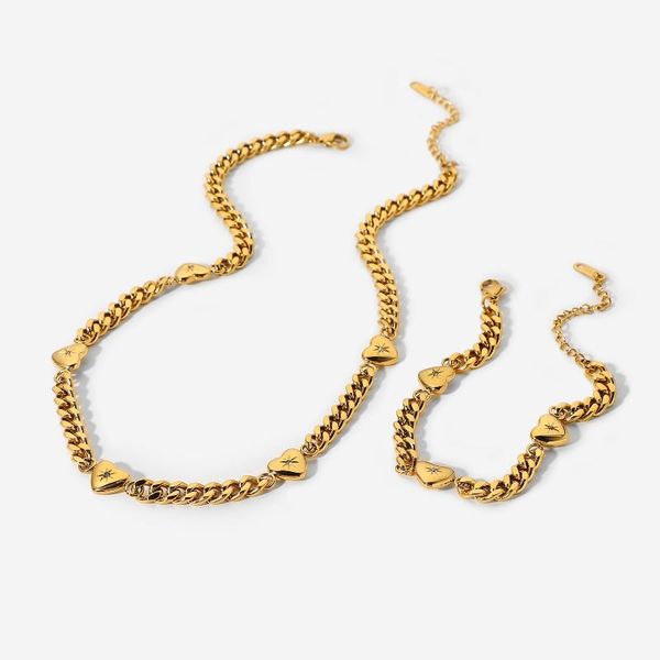 pendant necklaces fashion zircon cuban chain jewelry set 18k gold bracelets street hip women stainless steel choker heart necklace girls, Silver
pendant necklaces fashion zircon cuban chain jewelry set 18k gold bracelets street hip women stainless steel choker heart necklace girls, Silver