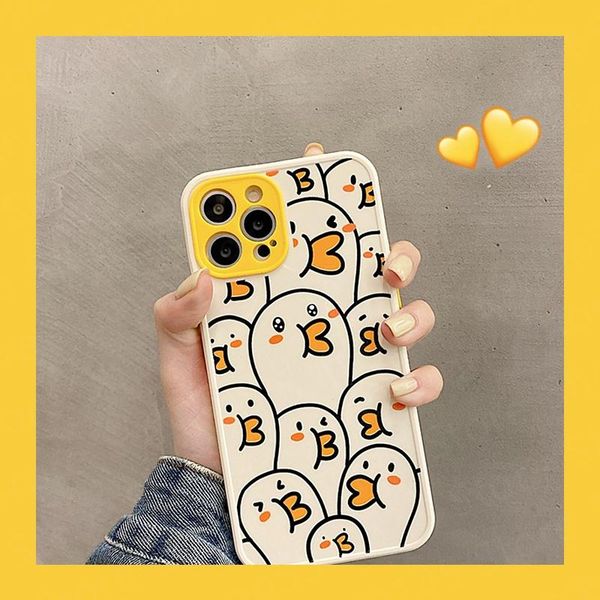 cell phone pouches ins 3d yellow duck case for 11 12 pro max mini x xs xr 7 8 plus camera protection shockproof soft tpu cover