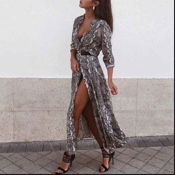 autumn snake skin womens dresses pattern v neck long sleeve maxi fashion evening party, Black;gray
autumn snake skin womens dresses pattern v neck long sleeve maxi fashion evening party, Black;gray