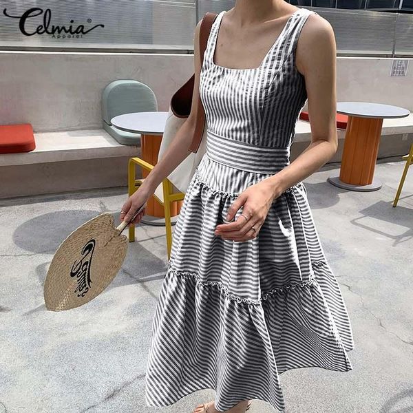 casual dresses 2021 striped dress summer women's sundress sleeveless loose pleated party beach plus size belt female vestidos, Black;gray
casual dresses 2021 striped dress summer women's sundress sleeveless loose pleated party beach plus size belt female vestidos, Black;gray