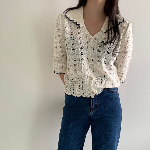 short sleeves ol v-neck sweet hollow out loose femme streetwear summer soft casual outwear knitted high waist sweaters 210421, White
short sleeves ol v-neck sweet hollow out loose femme streetwear summer soft casual outwear knitted high waist sweaters 210421, White
