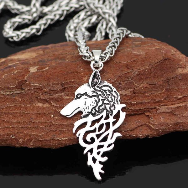 selling viking celtic wolf head necklace pendant accessories versatile long sweater chain, Silver
selling viking celtic wolf head necklace pendant accessories versatile long sweater chain, Silver