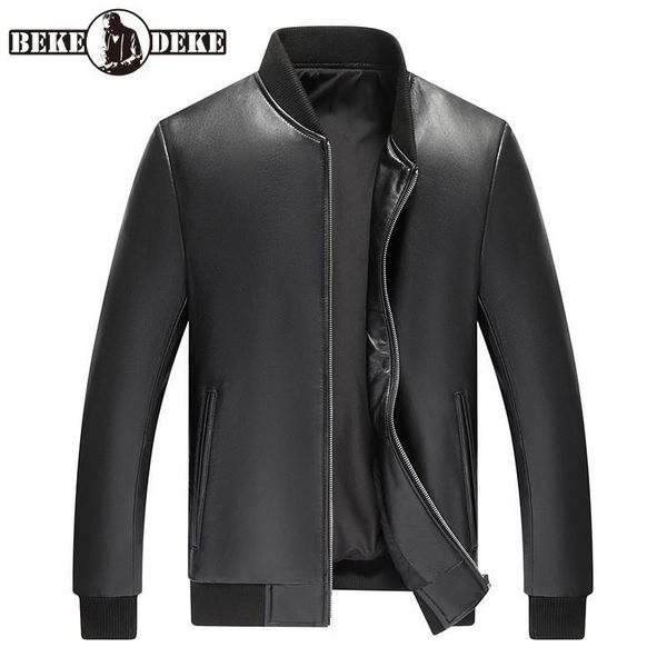 men's leather & faux spring autumn mens business casual sheepskin genuine jacket stand collar bomber classic office man windproof coat, Black
men's leather & faux spring autumn mens business casual sheepskin genuine jacket stand collar bomber classic office man windproof coat, Black