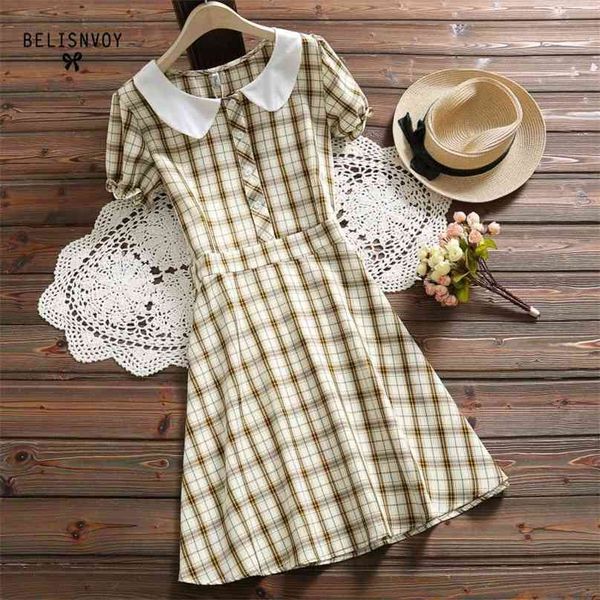 preppy style summer dress women peter pan collar short sleeve plaid dresses female vintage a-line elegant mini vestidos 210520, Black;gray
preppy style summer dress women peter pan collar short sleeve plaid dresses female vintage a-line elegant mini vestidos 210520, Black;gray