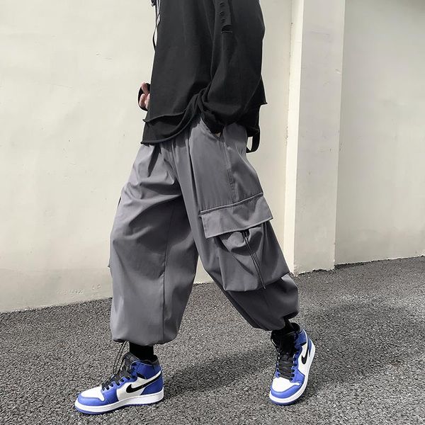 men's pants drawstring streetwear cargo large pocket loose casual hip hop harem wide leg joggers straight sweatpants, Black
men's pants drawstring streetwear cargo large pocket loose casual hip hop harem wide leg joggers straight sweatpants, Black