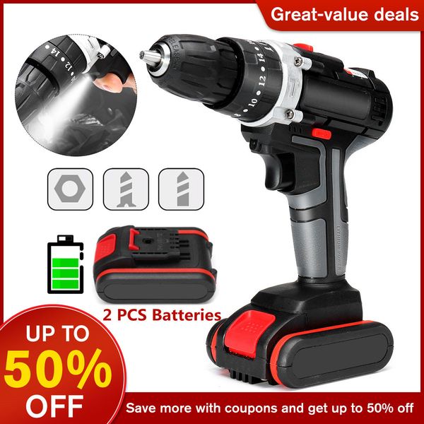 electric screwdriver cordless drill power driver screwdriver w/ 2pcs lithium-ion batteries home diy woodworking power tools
electric screwdriver cordless drill power driver screwdriver w/ 2pcs lithium-ion batteries home diy woodworking power tools