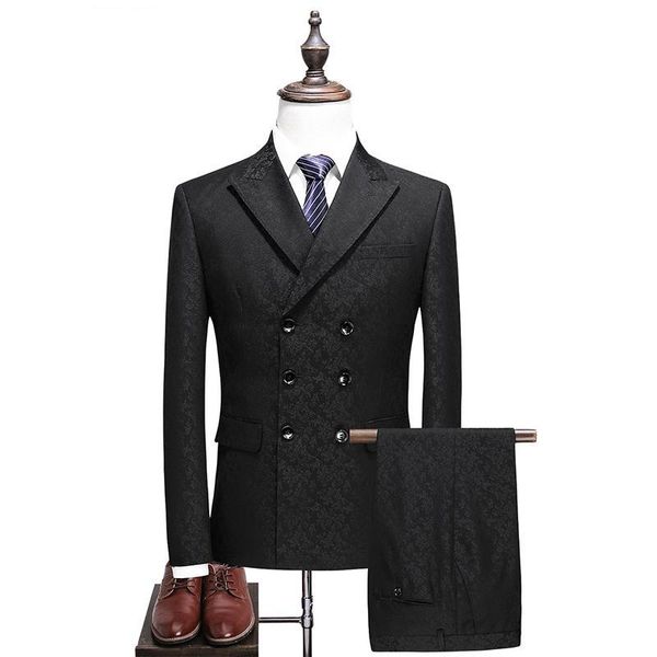 double breasted suit men 2021 slim fit mens wedding suits black grey with pants business formal wear men's & blazers, White;black
double breasted suit men 2021 slim fit mens wedding suits black grey with pants business formal wear men's & blazers, White;black