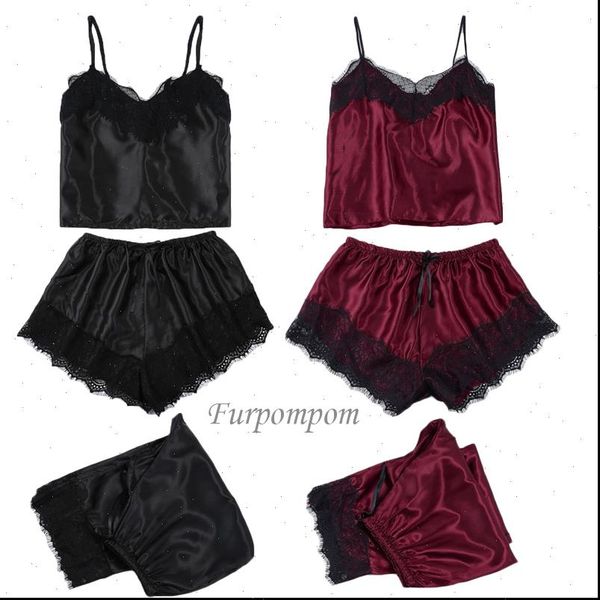 3pcs satin lace mesh black womens sleepwears red colors homewear nightwear pyjamas set female outfits home suit, Black;red
3pcs satin lace mesh black womens sleepwears red colors homewear nightwear pyjamas set female outfits home suit, Black;red