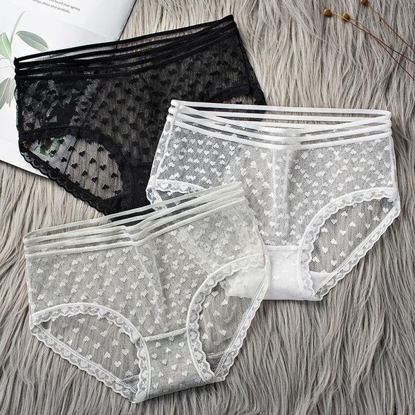 women's panties 3pcs underwear lace transparent breathable lingerie female cotton crotch plus size mid-waist girls briefs, Black;pink
women's panties 3pcs underwear lace transparent breathable lingerie female cotton crotch plus size mid-waist girls briefs, Black;pink