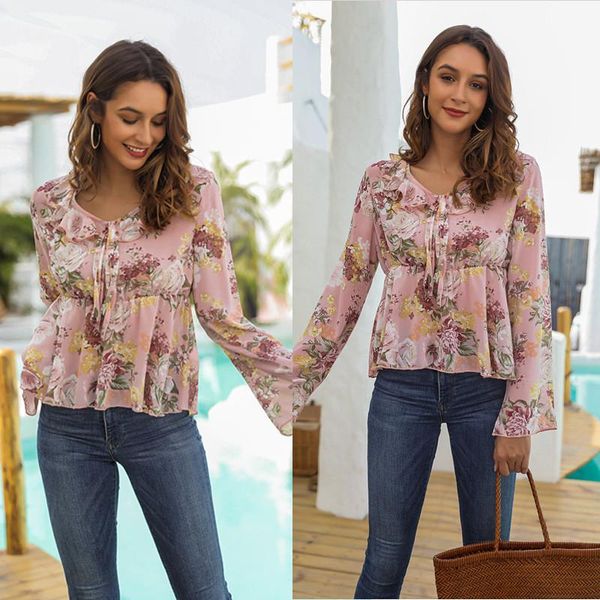women's blouses & shirts fashion floral ruffles chiffon women blouse 2021 long sleeve v-neck spring and autumn plus size slim casual b, White
women's blouses & shirts fashion floral ruffles chiffon women blouse 2021 long sleeve v-neck spring and autumn plus size slim casual b, White