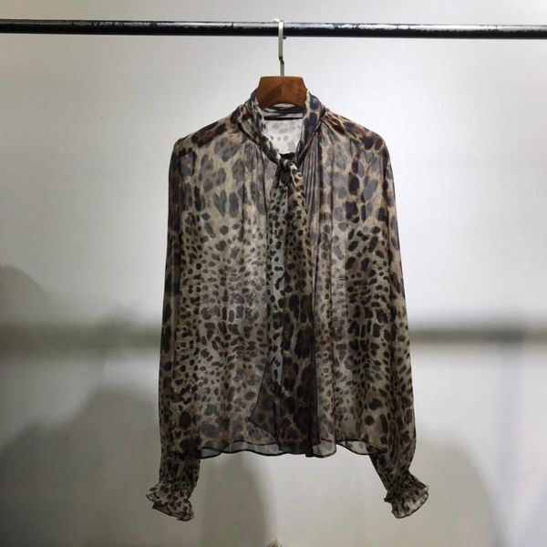 silk women leopard blouse women's blouses & shirts, White 
silk women leopard blouse women's blouses & shirts, White