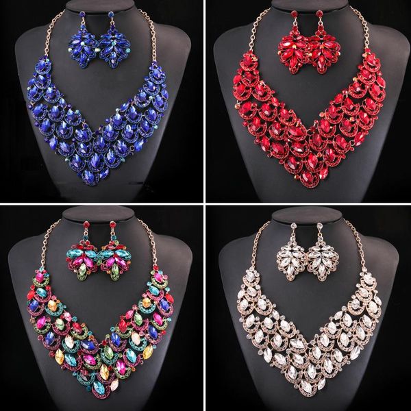 earrings & necklace bridal jewelry sets wedding earring for brides party accessories gold color crystal decoration women set, Silver
earrings & necklace bridal jewelry sets wedding earring for brides party accessories gold color crystal decoration women set, Silver