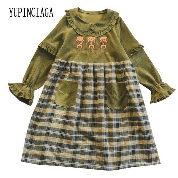 casual dresses women's patchwork corduroy three bear patches long sleeve doll collar preppy style sweet kawaii dress with pockets, Black;gray
casual dresses women's patchwork corduroy three bear patches long sleeve doll collar preppy style sweet kawaii dress with pockets, Black;gray