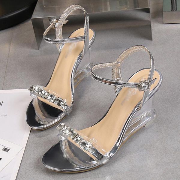 crystal transparent high heels with wedges and rhinestones wild sandals women summer, Black
crystal transparent high heels with wedges and rhinestones wild sandals women summer, Black