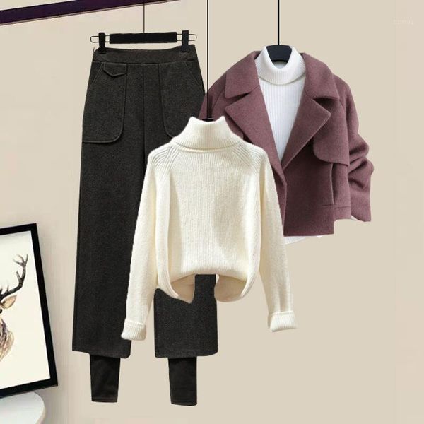 women 2021 winter suit tracksuit female warm 3 piece sets wool jacket + sweater pants outfits ladies elegant clothes b428, White
women 2021 winter suit tracksuit female warm 3 piece sets wool jacket + sweater pants outfits ladies elegant clothes b428, White