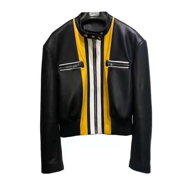 women's leather & faux spring coat women 2021 short style hit the color design fashion soft real sheepskin jacket female o-neck clothes, Black
women's leather & faux spring coat women 2021 short style hit the color design fashion soft real sheepskin jacket female o-neck clothes, Black