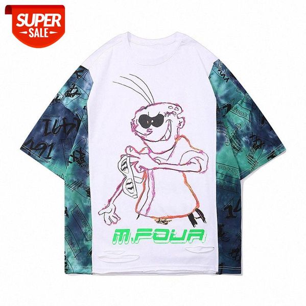 trendy hip-hop high street color matching printed t-shirt brand loose oversize anime print short-sleeved tee #ob8u, White;black
trendy hip-hop high street color matching printed t-shirt brand loose oversize anime print short-sleeved tee #ob8u, White;black