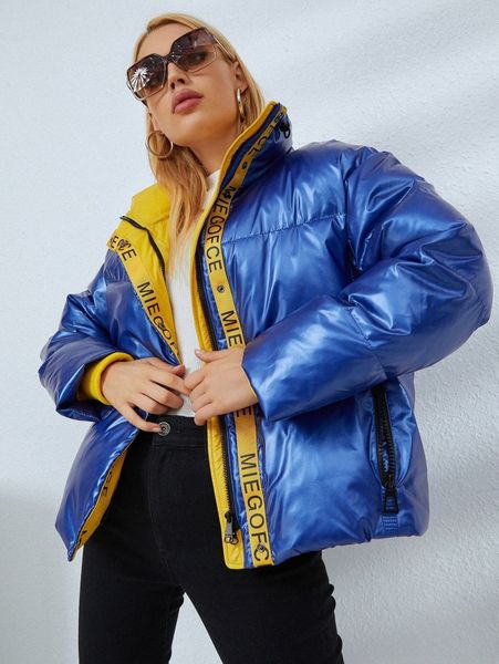 miegofce contrast letter tape pressed button zipper puffer coat c2ua#, Black
miegofce contrast letter tape pressed button zipper puffer coat c2ua#, Black