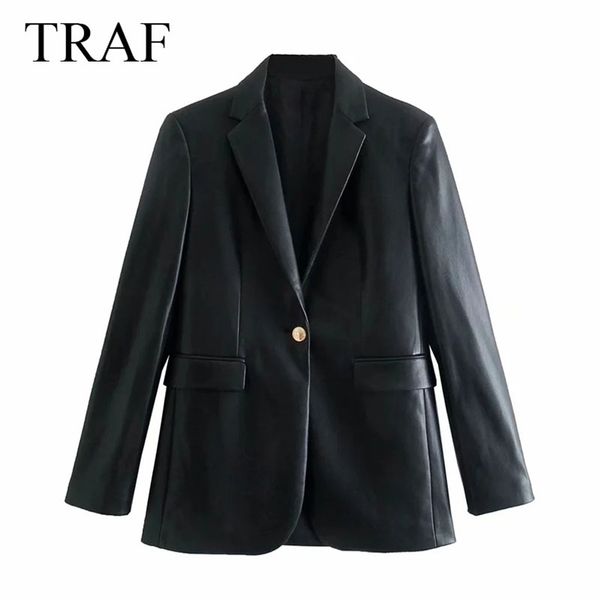 traf za women's autumn jacket fashion solid long sleeves single button pu faux leather vintage pockets lady jackets 211130, Black
traf za women's autumn jacket fashion solid long sleeves single button pu faux leather vintage pockets lady jackets 211130, Black