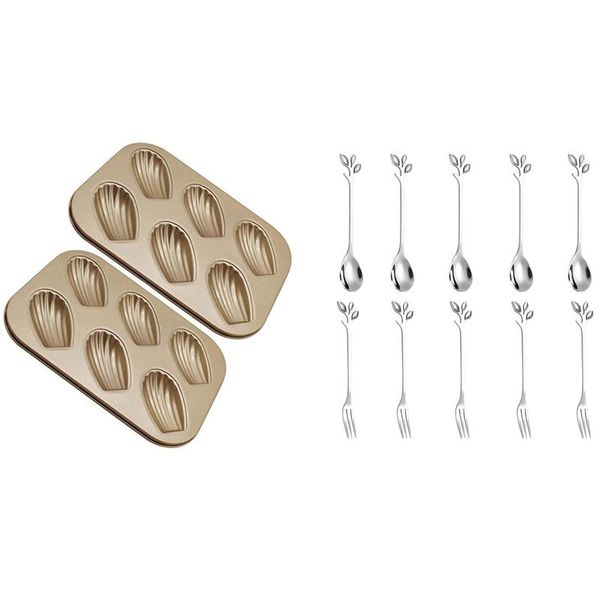 5spoon+5forks stainless steel leaf coffee cake spoon fork & 2 pack madeleine mold pan baking pastry tools
5spoon+5forks stainless steel leaf coffee cake spoon fork & 2 pack madeleine mold pan baking pastry tools