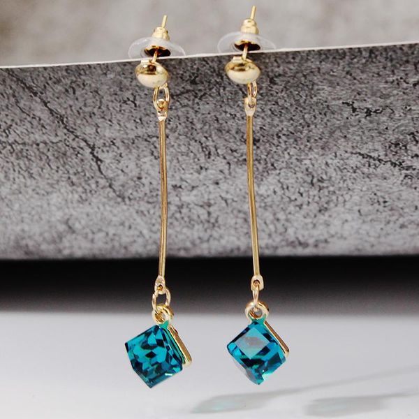 stud korean style long earrings cube crystal pendant exquisite metal fashion elegant women's, Golden;silver
stud korean style long earrings cube crystal pendant exquisite metal fashion elegant women's, Golden;silver