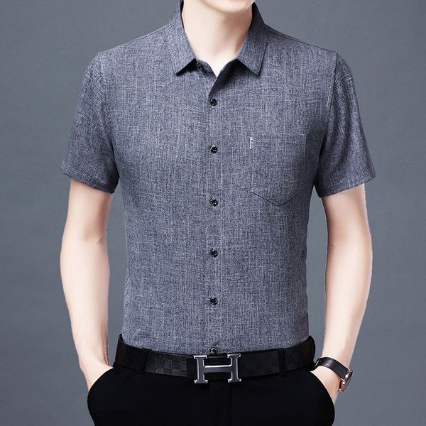 middle summer aged and old men's linen business leisure short sleeve shirt light loose dad's 2021 fashion, White;black
middle summer aged and old men's linen business leisure short sleeve shirt light loose dad's 2021 fashion, White;black