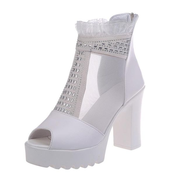 sandals mesh thick heel fish mouth women lace high all-match breathable fashion zipper sexy, Black
sandals mesh thick heel fish mouth women lace high all-match breathable fashion zipper sexy, Black