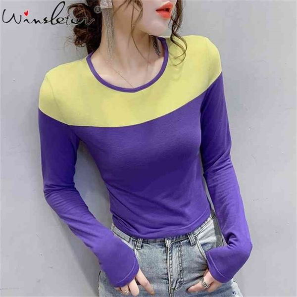 spring cotton t shirt women color block back hollow out slim stretchy long sleeve tee patchwork t02816b 210421, Black;gray
spring cotton t shirt women color block back hollow out slim stretchy long sleeve tee patchwork t02816b 210421, Black;gray