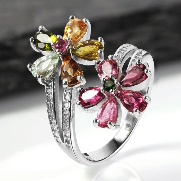 925 silver set tourmaline ring in spring, Golden;silver 
925 silver set tourmaline ring in spring, Golden;silver