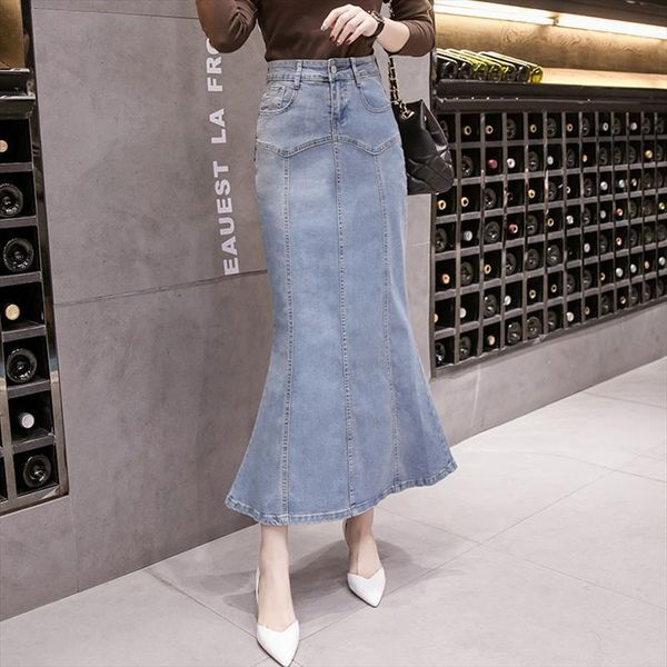 fish tail denim mermaid trumpet women skirt long ankle length buttons empire high waist jeans no stretch b92791, Black
fish tail denim mermaid trumpet women skirt long ankle length buttons empire high waist jeans no stretch b92791, Black
