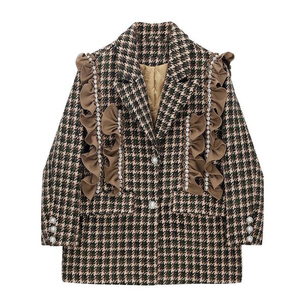 women's suits & blazers plaid loose padded brown suit jacket winter design niche stitching pleated long-sleeve casual female coat top, White;black
women's suits & blazers plaid loose padded brown suit jacket winter design niche stitching pleated long-sleeve casual female coat top, White;black