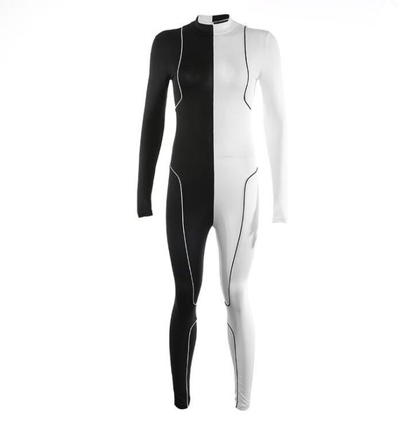 women's jumpsuits & rompers personality irregular colorblock skinny sports jumpsuit, Black;white
women's jumpsuits & rompers personality irregular colorblock skinny sports jumpsuit, Black;white