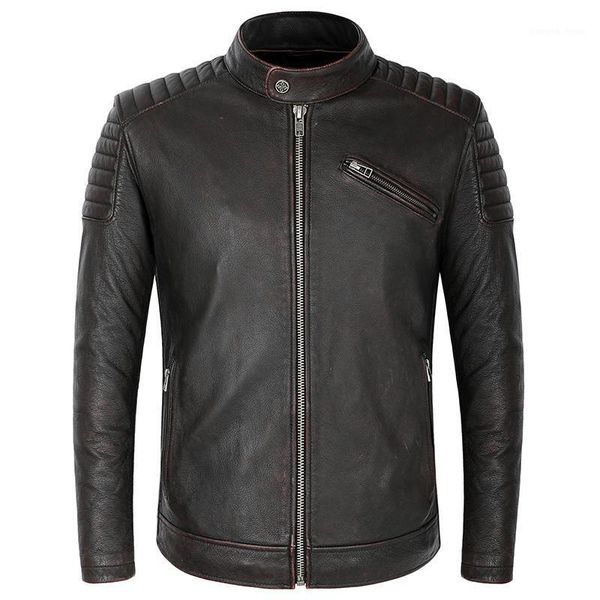 men's leather & faux autumn winter real genuine jackets motorcycle for men vintage punk cowhide motor biker coat, Black
men's leather & faux autumn winter real genuine jackets motorcycle for men vintage punk cowhide motor biker coat, Black