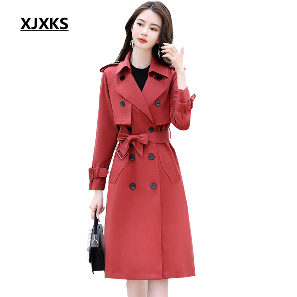 women's trench coats xjxks fashion lapel double-breasted women windbreaker 2021 spring autumn comfortable casual high-quality long coat, Tan;black
women's trench coats xjxks fashion lapel double-breasted women windbreaker 2021 spring autumn comfortable casual high-quality long coat, Tan;black