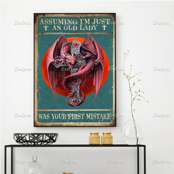 paintings assuming i'm just an old lady was your first mistake dragon, dragon vintage poster,home decor canvas wall art prints unique g
paintings assuming i'm just an old lady was your first mistake dragon, dragon vintage poster,home decor canvas wall art prints unique g