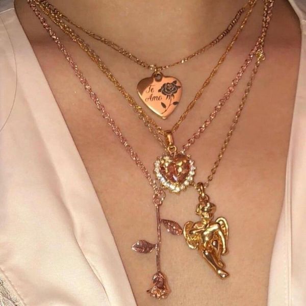 fashion gold portrayed heart-shaped rose angel pendant necklaces for women vintage multilevel female jewelry gift, Silver
fashion gold portrayed heart-shaped rose angel pendant necklaces for women vintage multilevel female jewelry gift, Silver