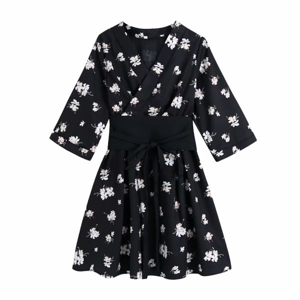 summer women cross v neck sashes printed kimono mini dress female three quarter sleeve clothes casual lady loose vestido d7672 210430, Black;gray
summer women cross v neck sashes printed kimono mini dress female three quarter sleeve clothes casual lady loose vestido d7672 210430, Black;gray