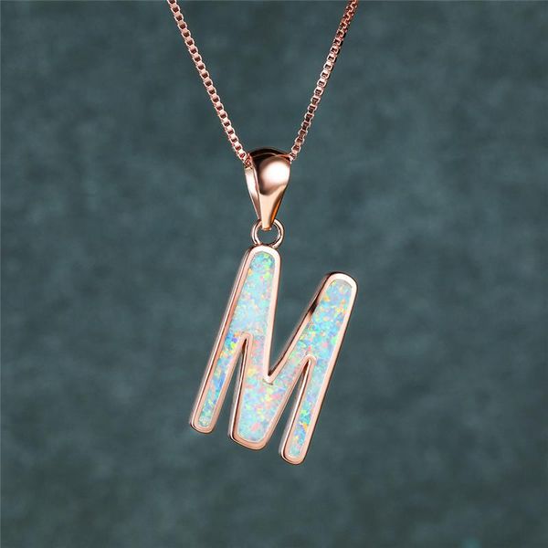 pendant necklaces female fashion letter m necklace white blue opal stone wedding rose gold silver color chain for women
pendant necklaces female fashion letter m necklace white blue opal stone wedding rose gold silver color chain for women