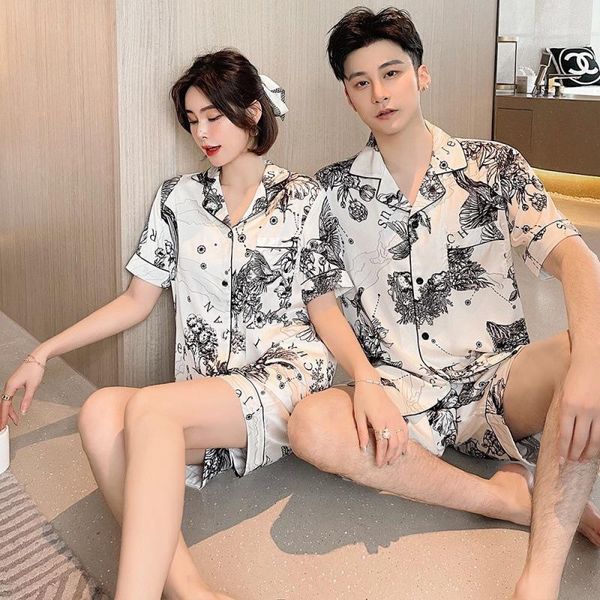 men's sleepwear summer couples home wear pajamas women ice silk thin style korean trend personality fashion casual, Black;brown
men's sleepwear summer couples home wear pajamas women ice silk thin style korean trend personality fashion casual, Black;brown