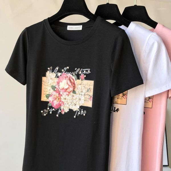 women's t-shirt three-dimensional flowers short-sleeved retro female roppa muje aesthetic beaded sequin print1, White
women's t-shirt three-dimensional flowers short-sleeved retro female roppa muje aesthetic beaded sequin print1, White