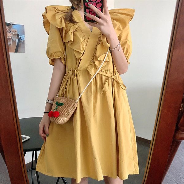 dresses korean chic vintage v-neck sweet students gentle ruffle waist-controlled feminine high waist lace up es, Black;gray
dresses korean chic vintage v-neck sweet students gentle ruffle waist-controlled feminine high waist lace up es, Black;gray