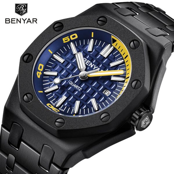 wristwatches benyar watch for men cool black stainless steel quartz waterproof male clock business watches, Slivery;brown
wristwatches benyar watch for men cool black stainless steel quartz waterproof male clock business watches, Slivery;brown