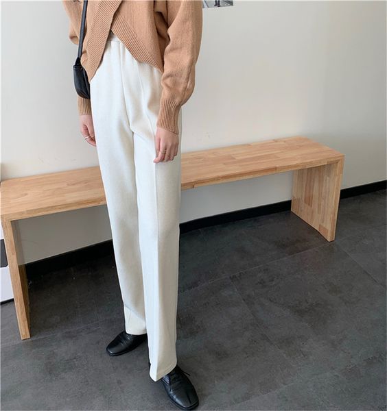 elegant high waist straight wide leg woolen pants women bottom autumn winter ol solid thick loose suit trousers femme 210421, Black;white
elegant high waist straight wide leg woolen pants women bottom autumn winter ol solid thick loose suit trousers femme 210421, Black;white