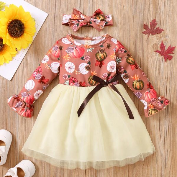 girl's dresses toddler girl 2pcs halloween outfits cute pumpkin floral print long sleeve tulle dress + headband set, Red;yellow
girl's dresses toddler girl 2pcs halloween outfits cute pumpkin floral print long sleeve tulle dress + headband set, Red;yellow